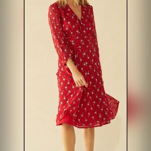 Red Floral Midi Dress